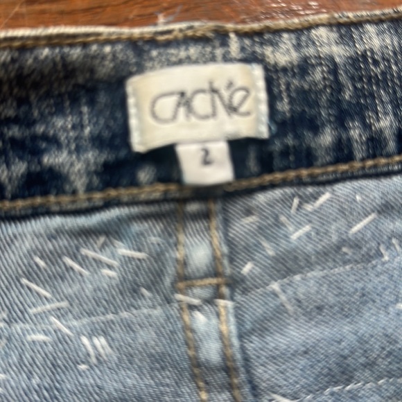 Cache Y2K Bootcut Embellished Jeans Lace Beaded Gold Jewels Jean Pant - Picture 4 of 8